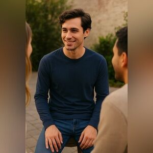 Alternative Apparel Classic Fit Long Sleeve Navy Blue Tee - Size XS